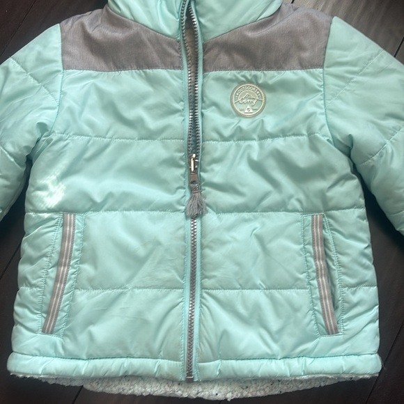 Gerry reversible blue toddler girls' puffer fleece jacket size 3T in GUC - Picture 2 of 7